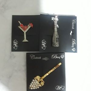 Ser of 3 Bottle Vine, Red Martini Grape Hair Clip